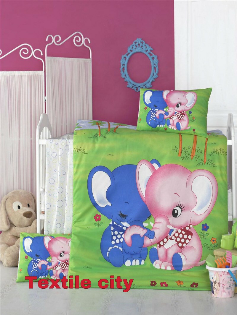 Комплект постільноі білизни Victoria baby ranforce elephant для новонароджених