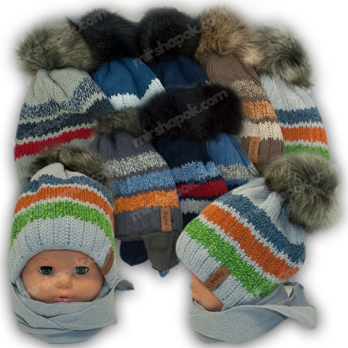 ОПТ Дитячий комплект - шапка і шарф для хлопчика, 48-50 (5шт/набір)