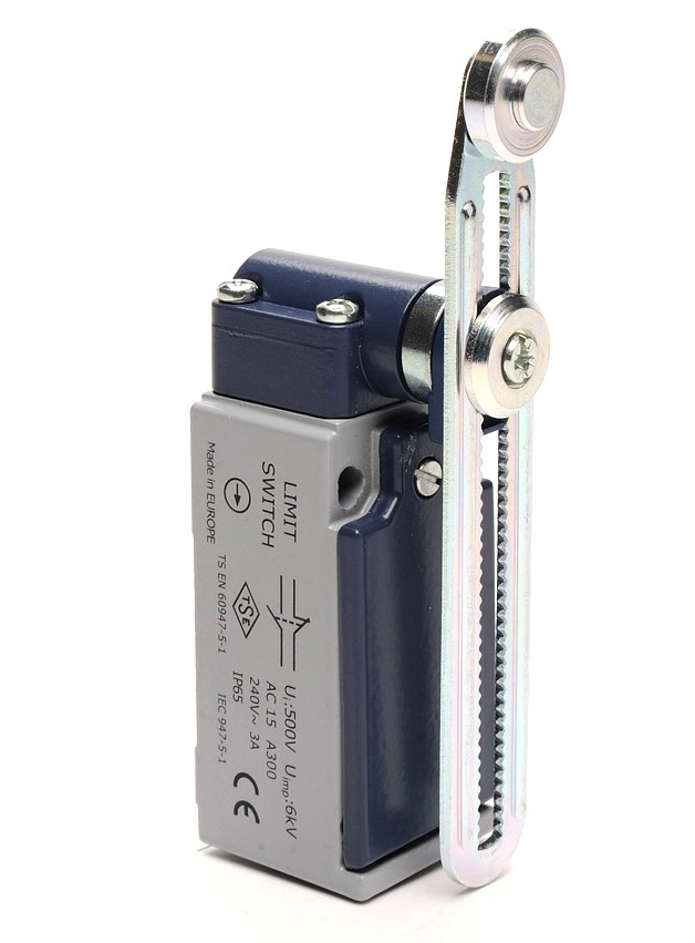 Вимикач кінцевий з металевим роликом d=18mm з можливістю регулювання висоти (1НО+1НЗ), фото 1