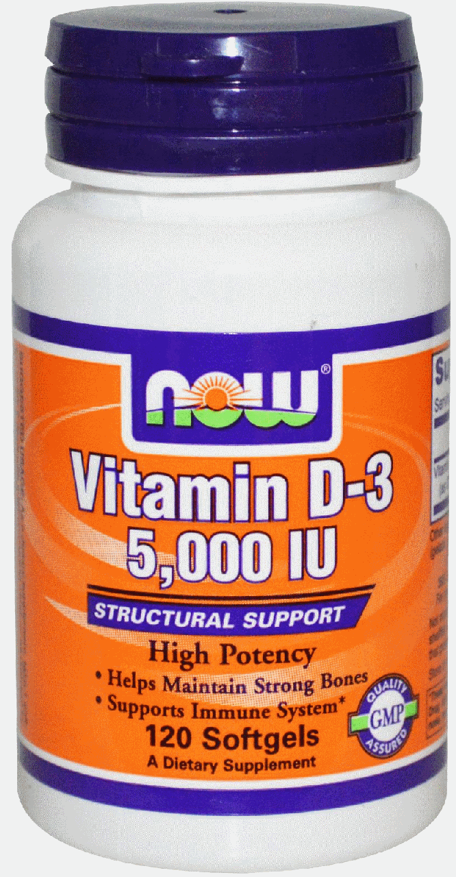 Вітамін Д-3 Now Foods Vitamin D-3 5000 IU 120 Softgels