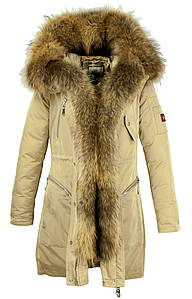 Жіноча парка з натуральним хутром єнота ZLLY