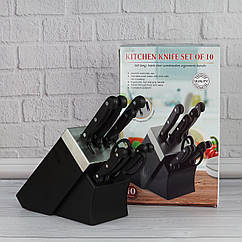 Набір кухонних ножів на підставці з вбудованою точилкою з ножицями
