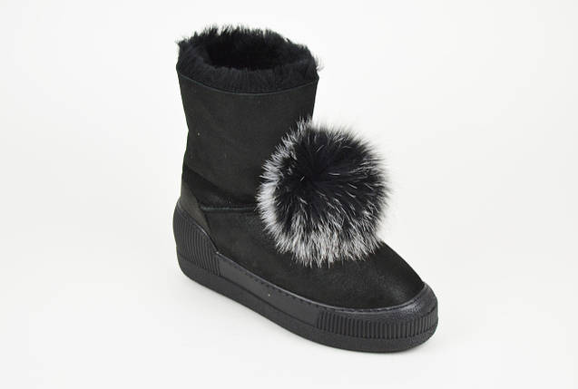 Уги бон-бон чорнобурка Aquamarine 19055 37 нубук чорні, фото 1