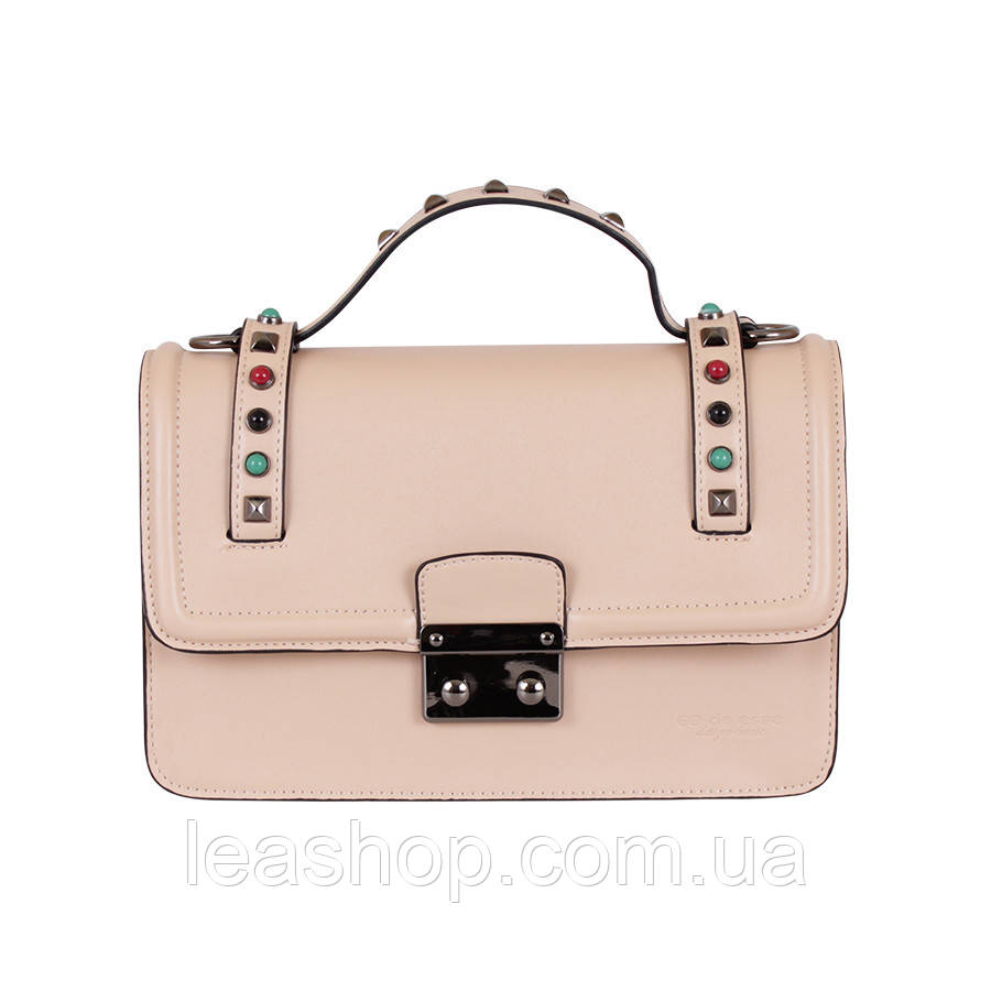 Сумка с металлической застежкой кремовая, фото 1