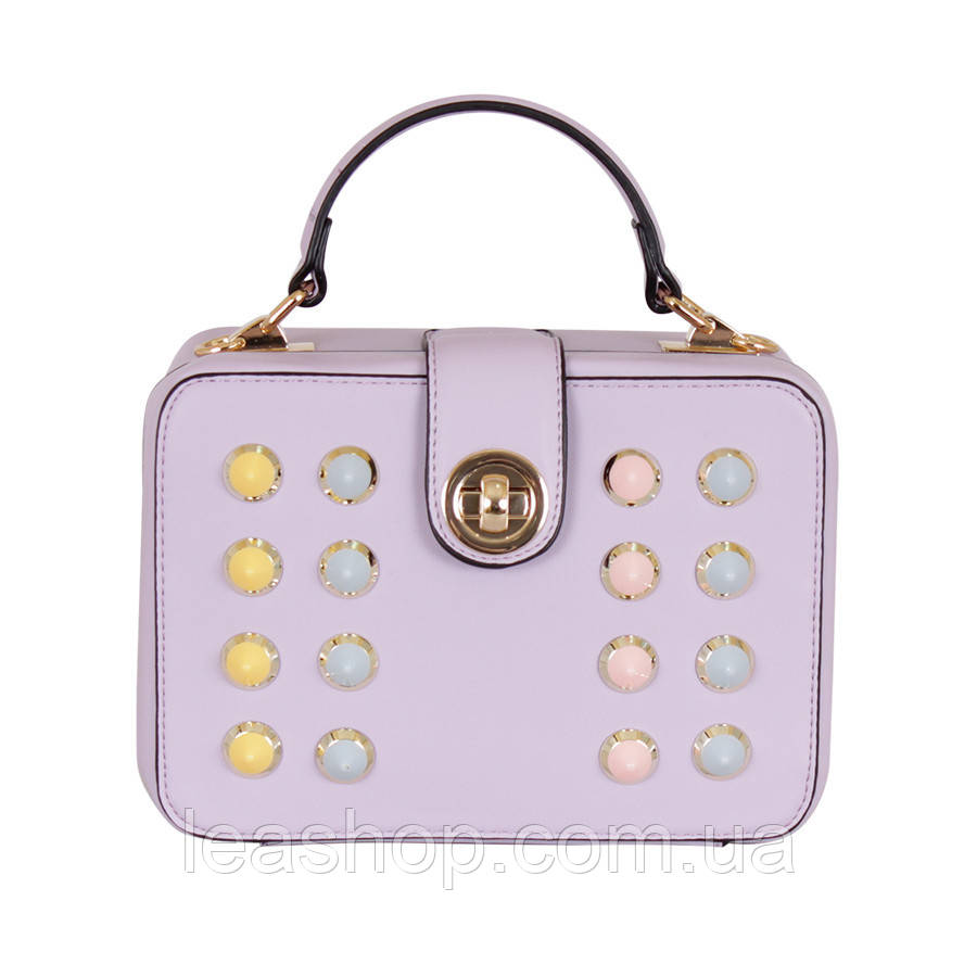 Сумка лавандова з різнокольоровими шипами, фото 1