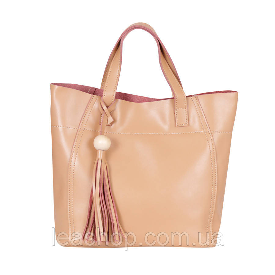 Сумка на двох ручках світло-коричнева, фото 1