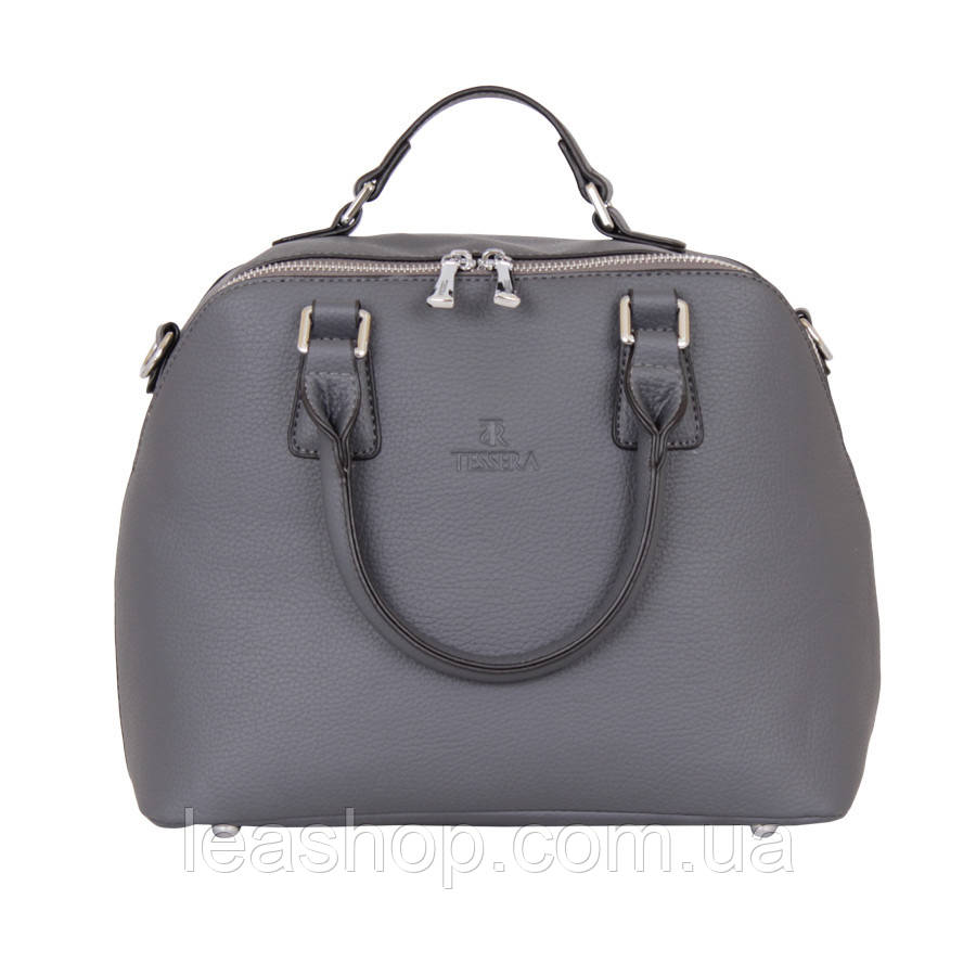 Сумка темно-серая с короткими ручками, фото 1