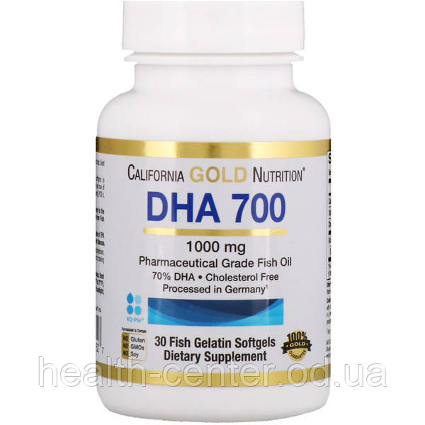Омега-3 для мозку DHA 700, 1000 мг 30 капс California Gold Nutrition (USA)
