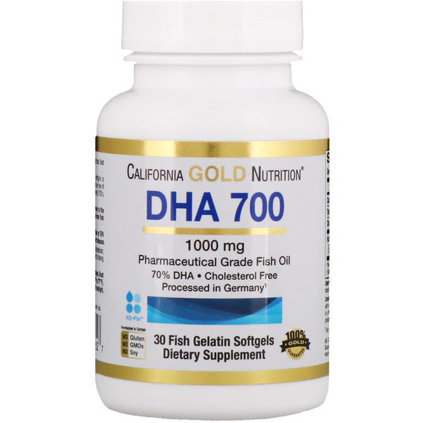 Омега-3 для мозку DHA(ДГК) 700, 1000 мг 30 капс California Gold Nutrition (USA)