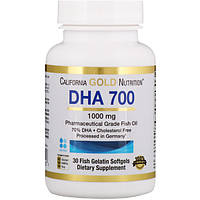 Омега-3 для мозга DHA 700, 1000 мг, 30 капс California Gold Nutrition (USA)