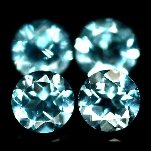 3.84 карат Природний блакитний топаз Бразилії 4 шт. 6-6.2 мм круг, фото 1