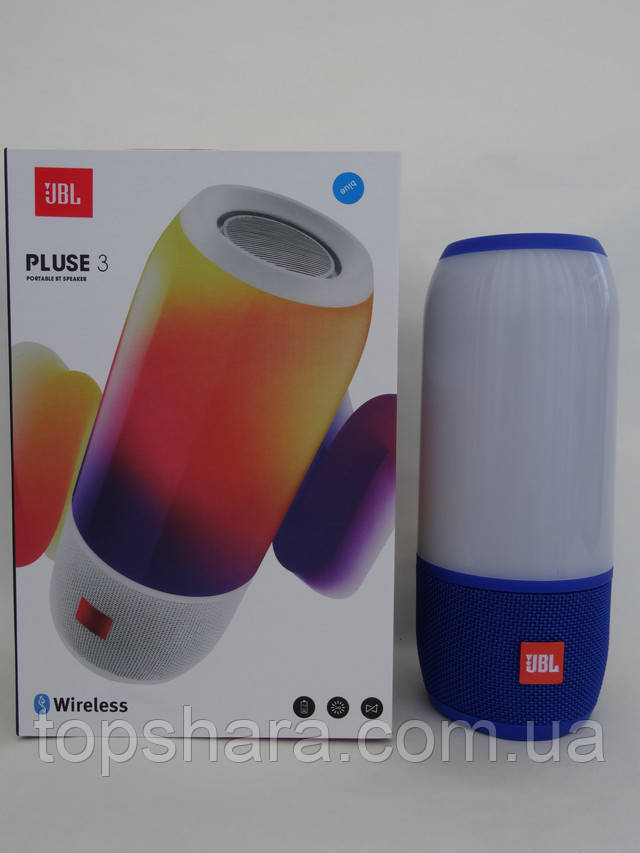 Колонка портативная с подсветкой Bluetooth JBL Pluse 3 Blue