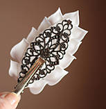 Біла шпилька для волосся з квітами ручної роботи "Білі кали". Подарунок дівчині, фото 6