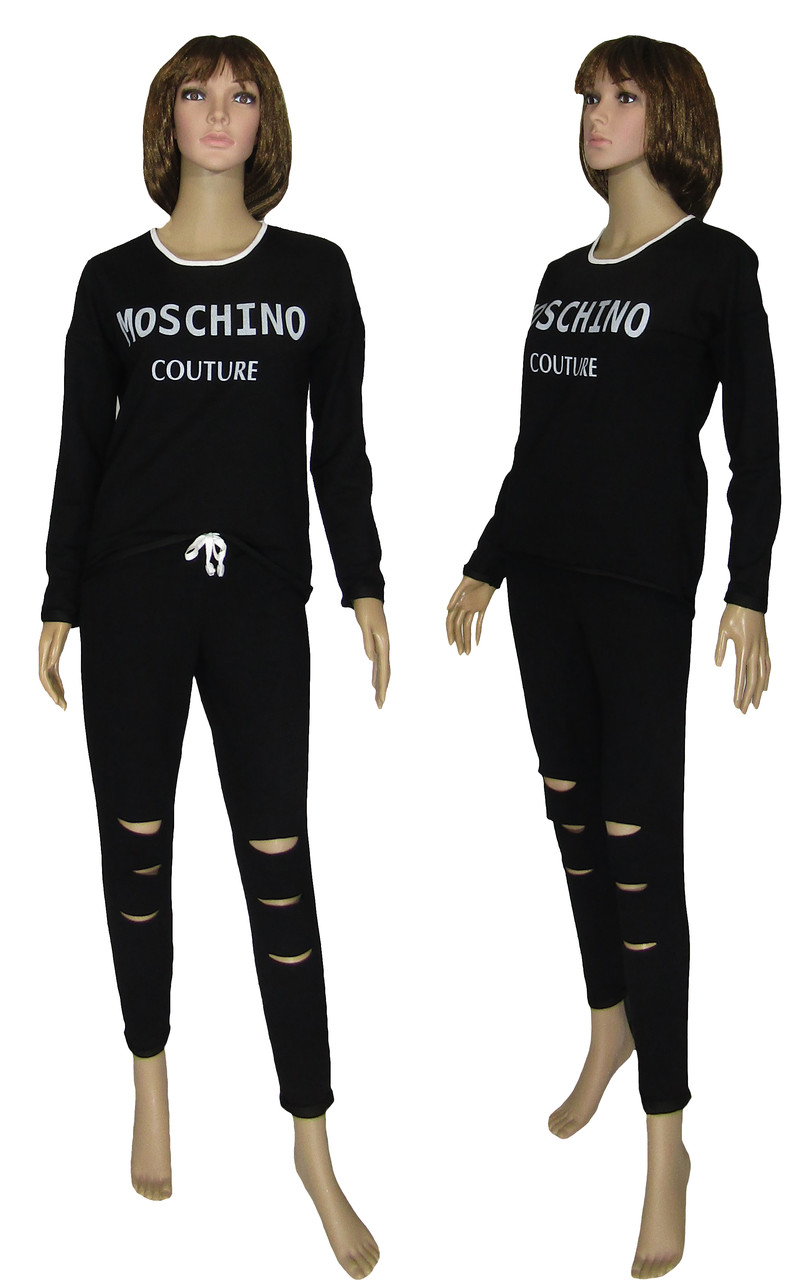Костюм женский 18095 Moschino Осень Black, кофта и штаны, двухнитка - фото 1 - id-p777378132