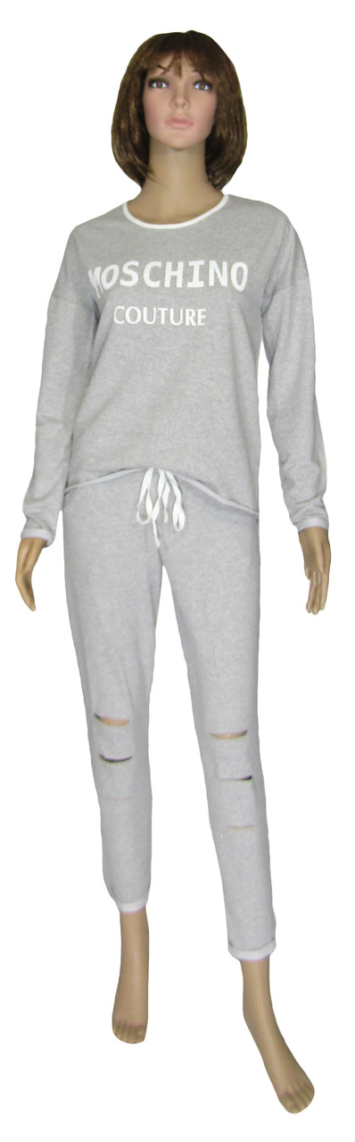 Костюм женский 18095 Moschino Осень Grey, кофта и штаны, двухнитка - фото 2 - id-p777412215