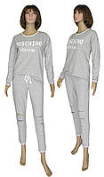 Костюм женский 18095 Moschino Осень Grey, кофта и штаны, двухнитка 42-44