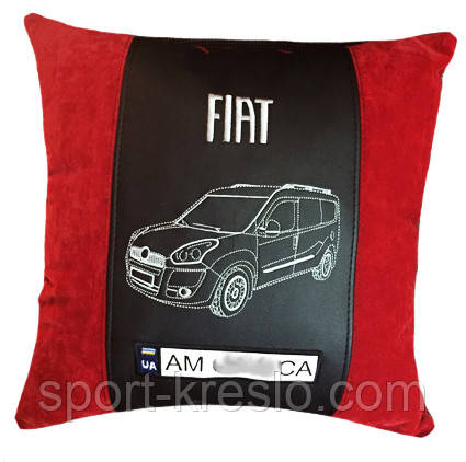 Автомобильная подушка с вышивкой силуэта логотипа машины - фото 1 - id-p480555334