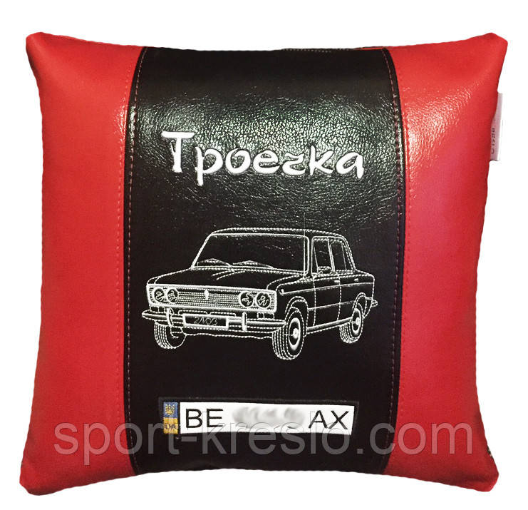 Автомобильная подушка с вышивкой силуэта логотипа машины - фото 4 - id-p480555334