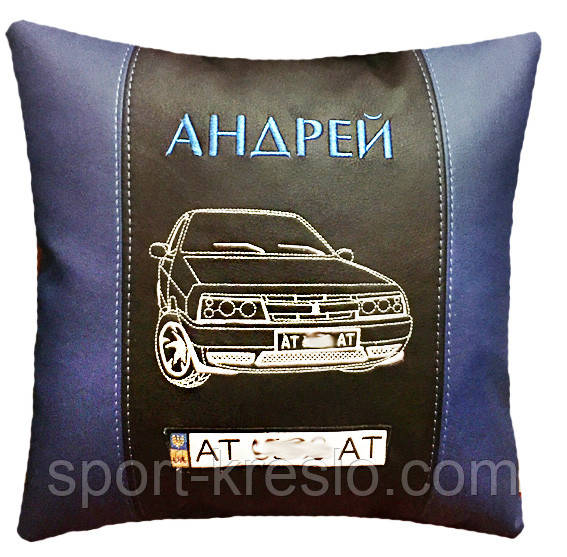 Автомобильная подушка с вышивкой силуэта логотипа машины - фото 9 - id-p480555334