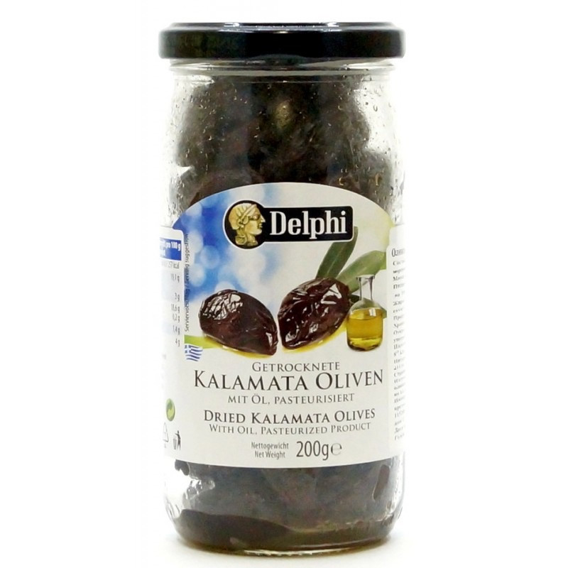 Оливки чорні Delphi Kalamata Oliven в'ялені, 200 г.