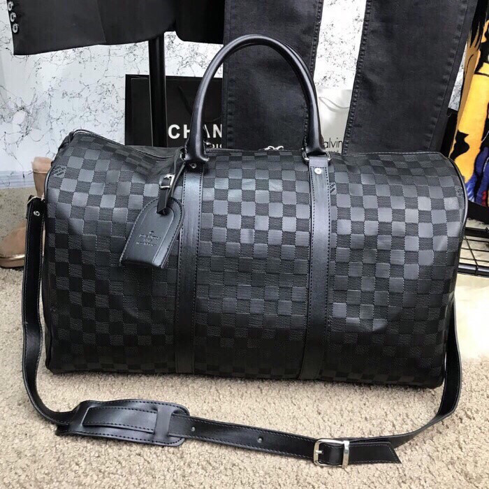 Сумка дорожня ручна поклажа Louis Vuitton LV Keepall Damier Infini найкраща якість