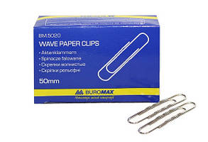 Скріпки 50мм рельєфні 100шт Buromax в картонній коробці