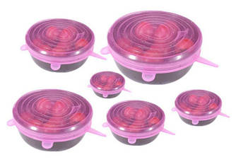 Набір силіконових кришок для посуду 6 штук - Pink