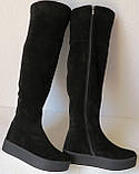Зимові чорні жіночі замшеві шикарні ботфорти Lion на змійці європейка 37 розм, фото 3