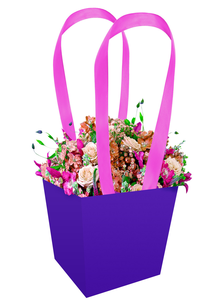 Паперова сумка для квітів (13 см) синя, фото 1