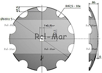 Диск бороны дисковой Ф610мм отверстие 42х42 5197610/42