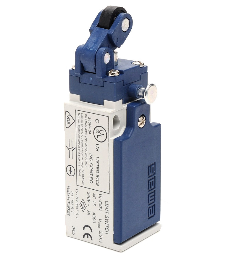 Вимикач кінцевий з пластикової консоллю і пластиковим роликом d=14mm (1НО+1НЗ), фото 1