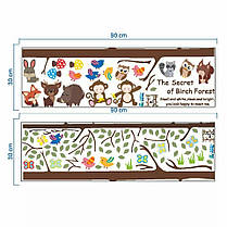 Декоративні наклейки для дитячого садка, в дитячу на шафу "секрет березового лісу" 153см*2м39см (лист60*90см), фото 3