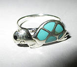 Яскравий персень із натуральною природною бірюзою "Черепашка", розмір 17,5, фото 2