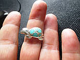 Яскравий персень із натуральною природною бірюзою "Черепашка", розмір 17,5, фото 7