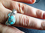 Яскравий персень із натуральною природною бірюзою "Черепашка", розмір 17,5, фото 4