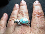 Яскравий персень із натуральною природною бірюзою "Черепашка", розмір 17,5, фото 5