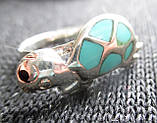 Яскравий персень із натуральною природною бірюзою "Черепашка", розмір 17,5, фото 10