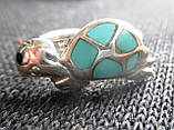 Яскравий персень із натуральною природною бірюзою "Черепашка", розмір 17,5, фото 6