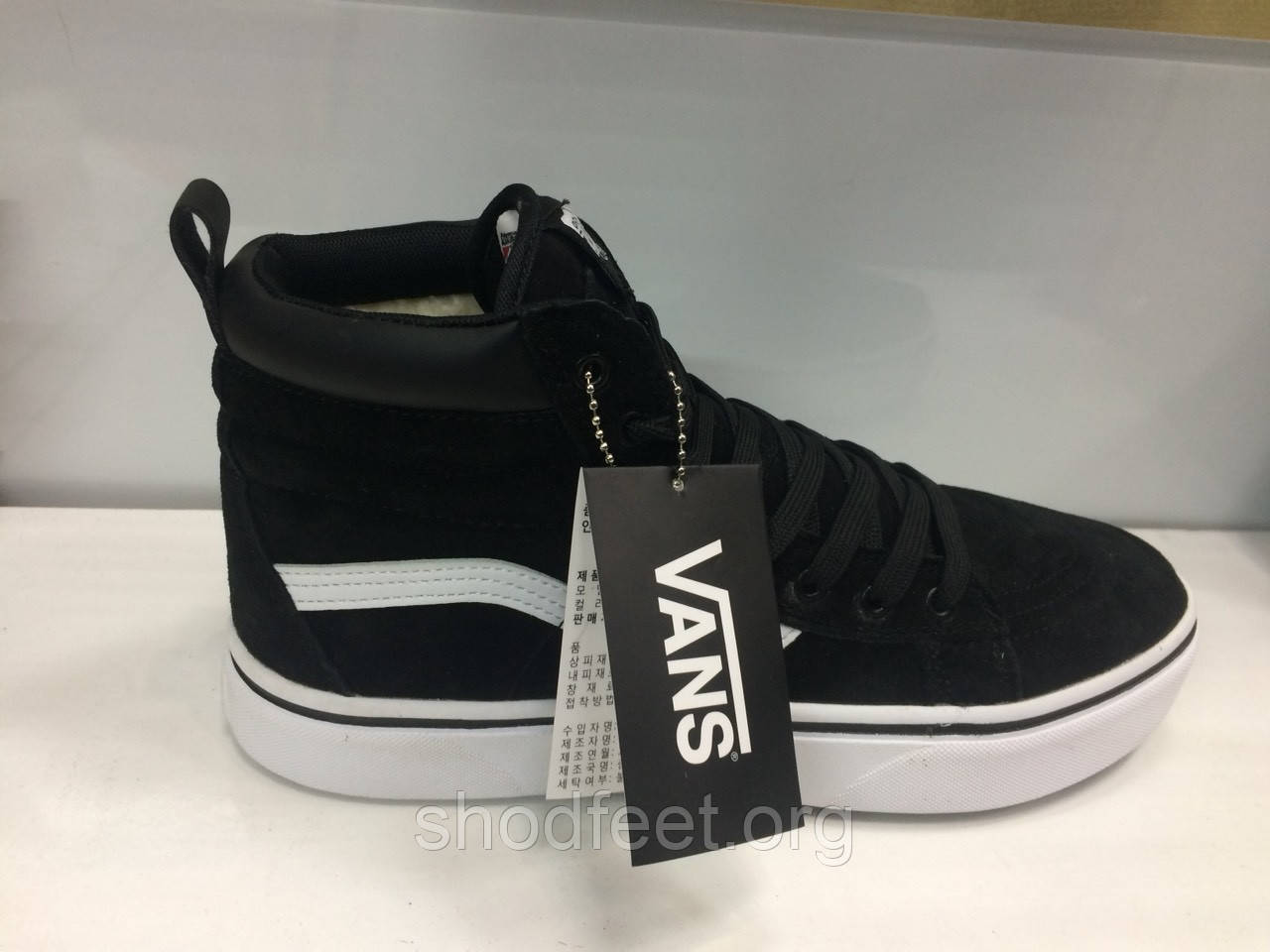 Зимові кеди Vans "Off The Wall" Black White, фото 1