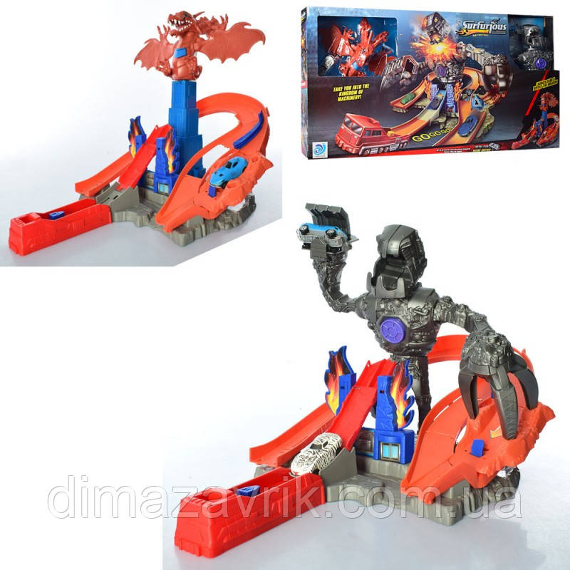 Трек 9988-6 робот, машинка 7 см, у коробці 83-44-12,5 см, фото 1