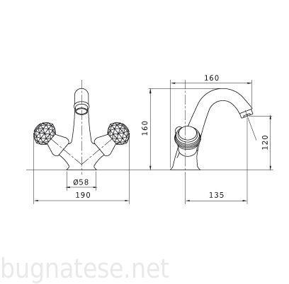 Золотой смеситель для умывальника со Сваровски Bugnatese Axo Италия LADDO934G - фото 7 - id-p779511361