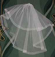 Весільна фата з вишивкою "Зіг-заг" айворі (довжина - стандарт)