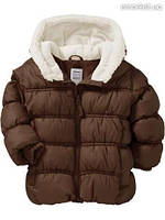 1, Теплая зимняя дутая коричневая курточка на флисе Размер 3Т Old Navy Рост 92-100 см