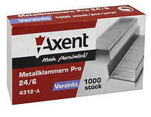 Скоби для степлера 24/6 (1000 шт). Pro до 30 аркушів. AXENT
