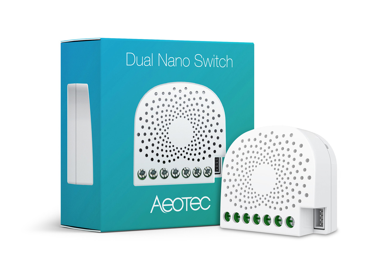 Подвійне вставное реле з лічильником електроенергії Aeotec Dual Nano Switch with Power Metering ― AEOEZW132