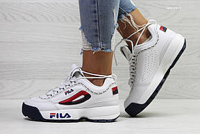 Жіночі кросівки Fila,білі з червоним, фото 2