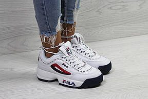 Жіночі кросівки Fila,білі з червоним, фото 3
