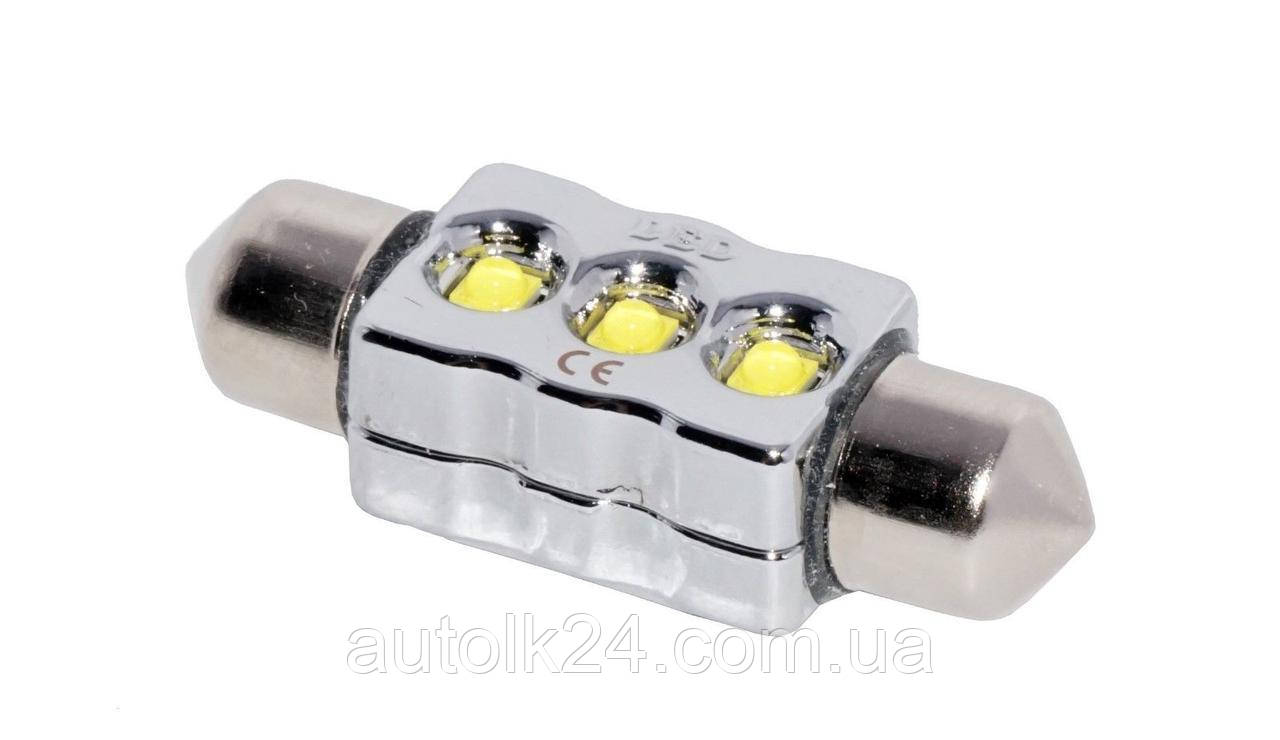 LED лампа C5W 39мм 3 SMD CREE XB-D 6W 12V Супер яркие +50%