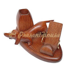 Набір письмовий: підставка під мобільний телефон з карандашницей і скульптурою Собаки Такса