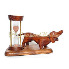 Годинник пісочний 5 хв. На підставці зі скульптурою Собаки Такса